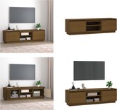 vidaXL Tv-meubel 140x35x40 cm massief grenenhout honingbruin - Tv Meubel - Tv Meubels - Tv Kast - Tv Kasten
