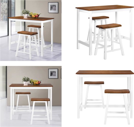 Florence eetgroep in whitewash; ronde eettafel met 4 Florence stoelen - Eethoeken