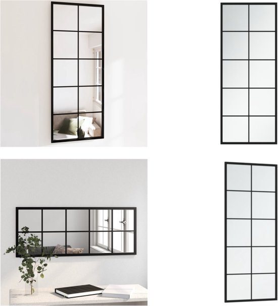 vidaXL Wandspiegel 100x40 cm metaal zwart - Spiegel - Spiegels - Wandspiegel - Muurspiegel