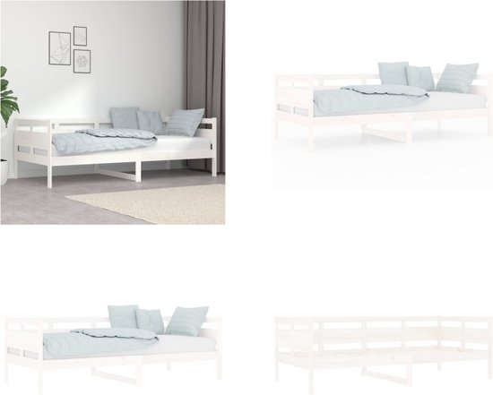 vidaXL Slaapbank massief grenenhout wit 90x200 cm - Slaapbank - Slaapbanken - Bedbank - Bed