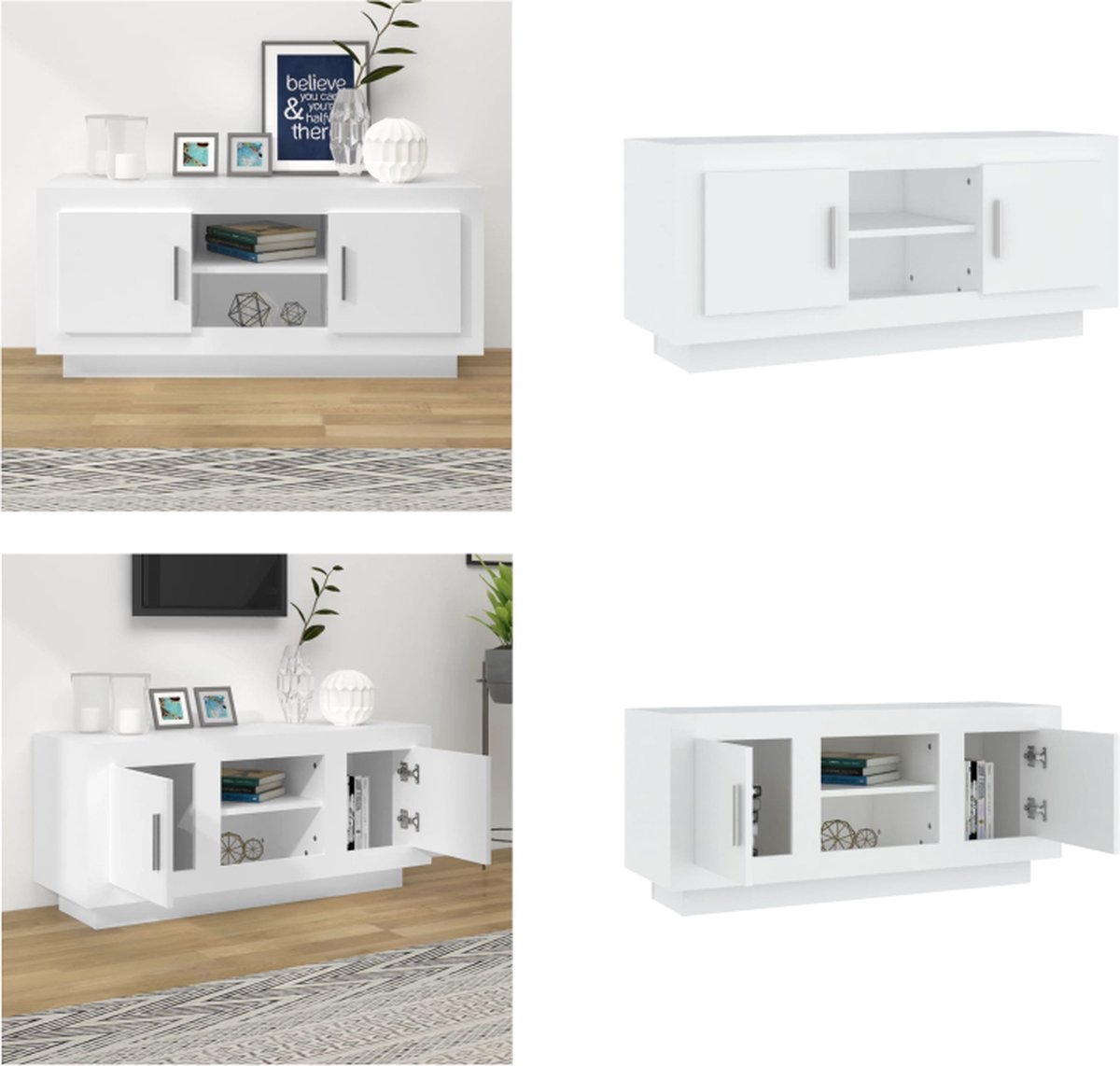 vidaXL Tv-meubel 102x35x45 cm bewerkt hout wit - Tv-meubel - Tv-meubelen - Televisiekast - Stereokast