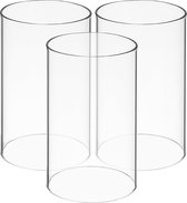 Set van 3 glazen cilinder lantaarnglazen mondgeblazen glazen kaarsenhouder theelichtglazen vervangende cilinder theelichthouder kaarsenhouder zonder voet voor thuis woonkamer bruiloft tafel