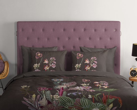 Good Morning dekbedovertrek bloemen - Lits jumeaux 240x200/220 cm - Bruin - 100% Katoen renforce van Good Morning — afbeelding 2