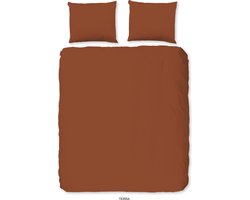 Good Morning dekbedovertrek effen kleur - 2 persoons 200x200/220 cm - Terra - 100% Katoen renforce