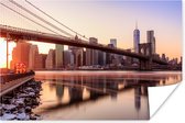 Manhattan vanuit Brooklyn bridge park tijdens zonsondergang Poster 180x120 cm - Foto print op Poster (wanddecoratie woonkamer / slaapkamer) / Amerikaanse steden Poster XXL / Groot formaat!