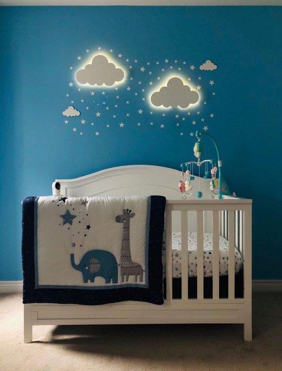 Applique sans fil - Nuage - Enfant - Lampe de nuit - Applique en bois - Chambre de bébé et chambre enfant - Ajustable - Sans fil