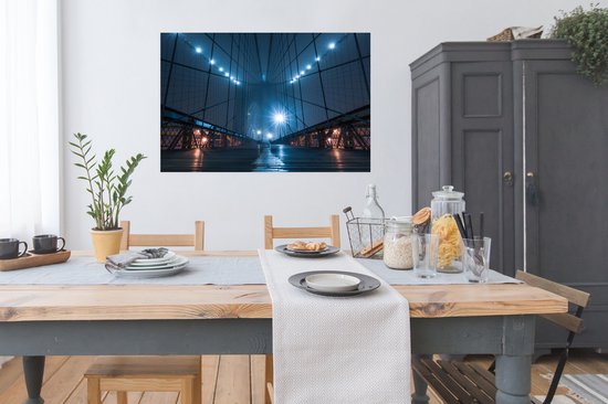 Poster De Amerikaanse Brooklyn Bridge in de mist - 120x90 cm