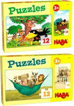 Haba Set van 4 legpuzzels 12 stuks: Leeuw Udo - Boomgaard