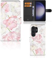 GSM Hoesje Geschikt voor Samsung Galaxy S24 Ultra Wallet Book Case Cadeau voor Mama Lovely Flowers