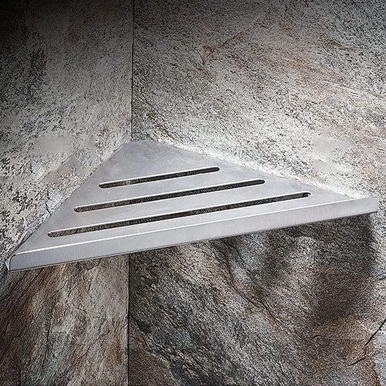 Neodrain Doucheplank, roestvrij staal, zonder boren, badkamerhoekrek met 2 haken voor badkamer, shampoohouder, 2 stuks, wit
