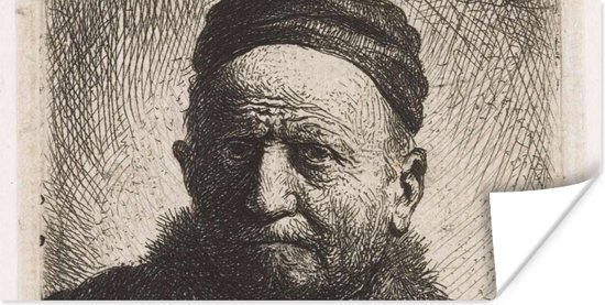 Poster De man met kalotje - Rembrandt van Rijn - 80x40 cm