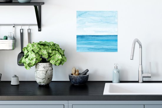 Poster Zee - Waterverf - Blauw - 30x30 cm