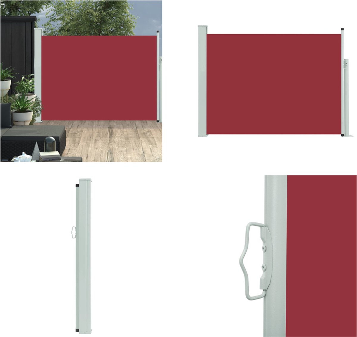 VidaXL Tuinscherm uittrekbaar 117x500 cm rood Windscherm Windschermen Zijscherm Tuinscherm