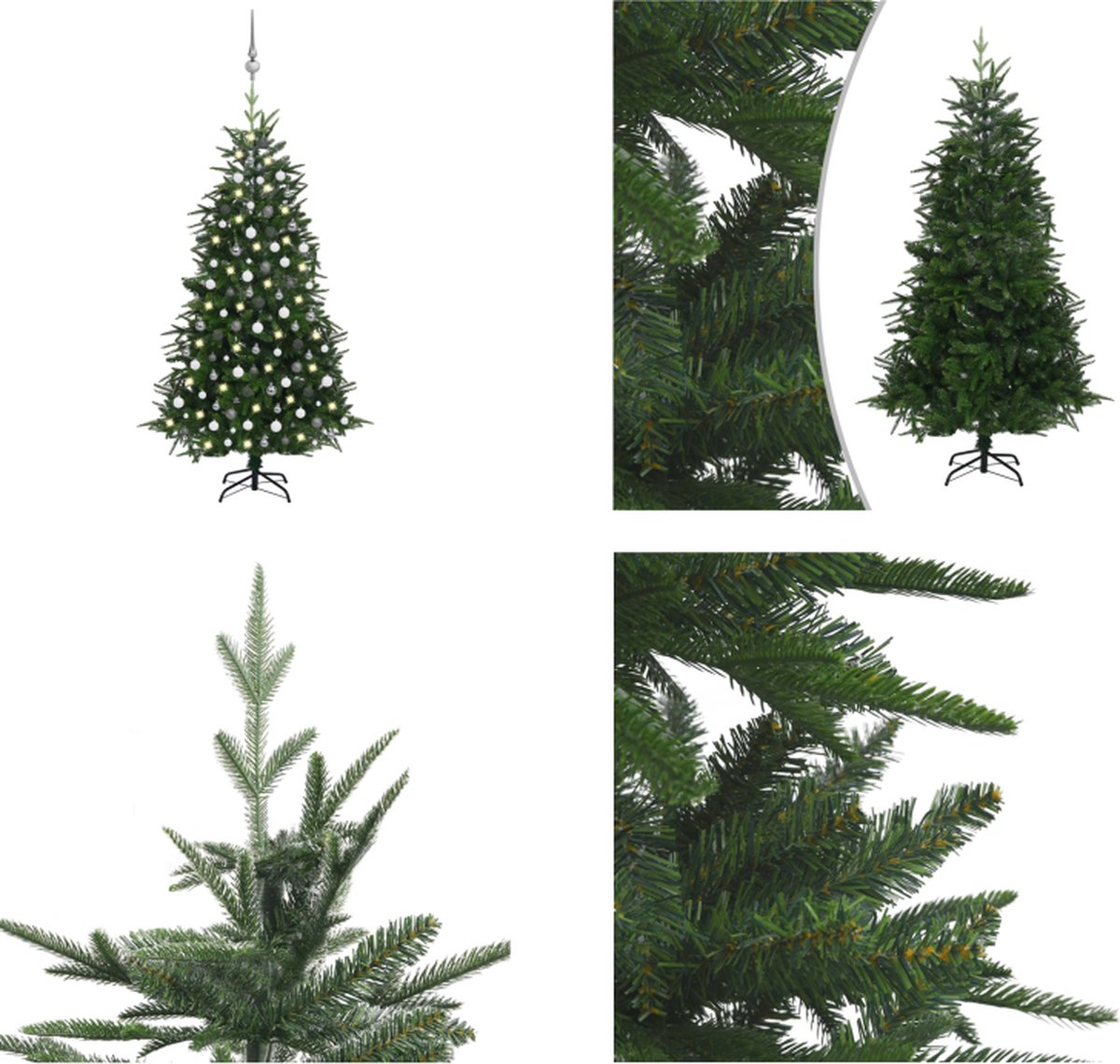 vidaXL Kunstkerstboom met LED's en kerstballen 240 cm PVC en PE groen - Kerstboom - Kerstbomen - Kerstboom Met LED - Kerstbomen Met LED's