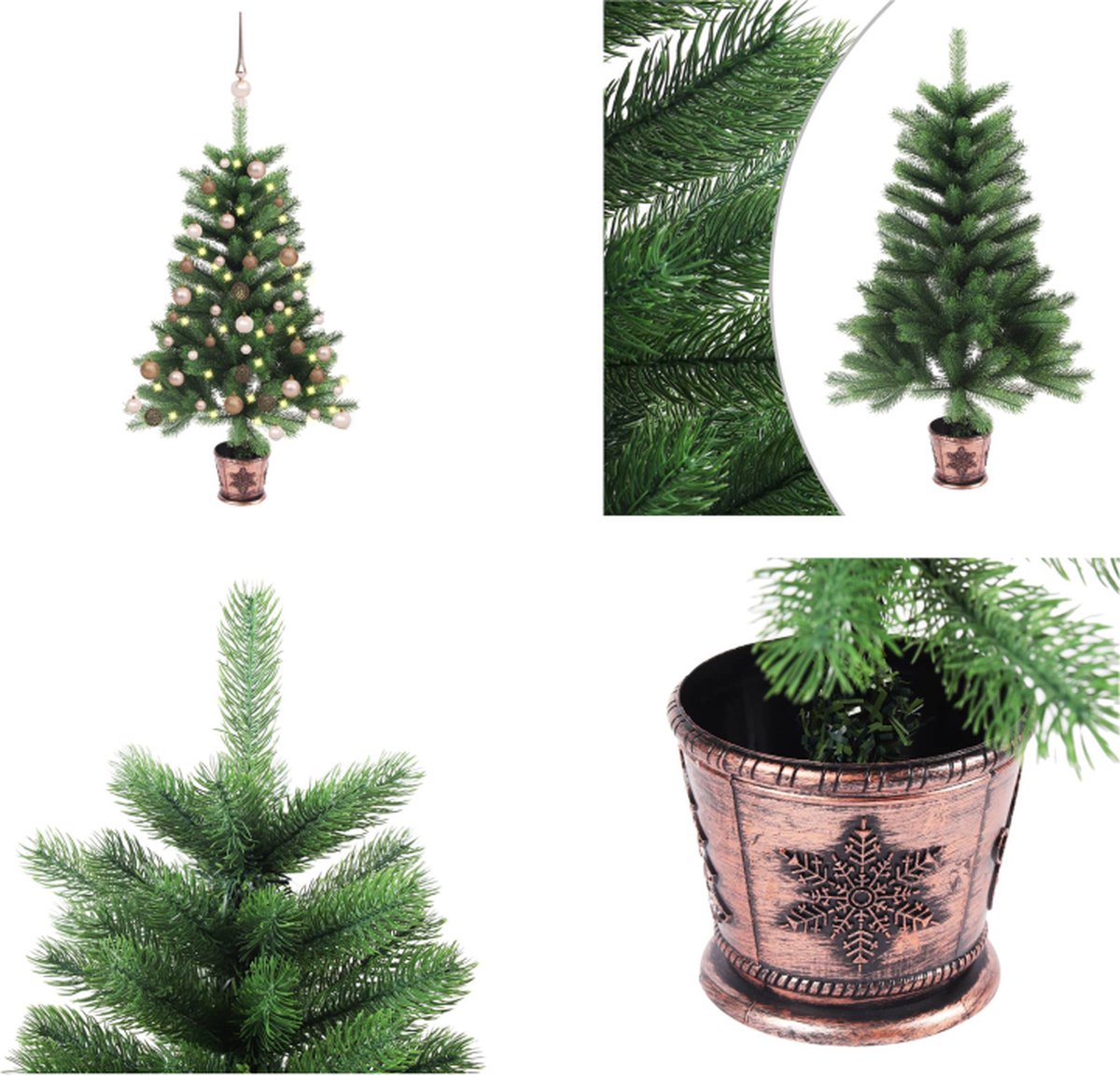 vidaXL Kunstkerstboom met LED's en kerstballen 90 cm groen - Kunstkerstboom - Kunstkerstbomen - Kerstboom - Kerstdecoratie