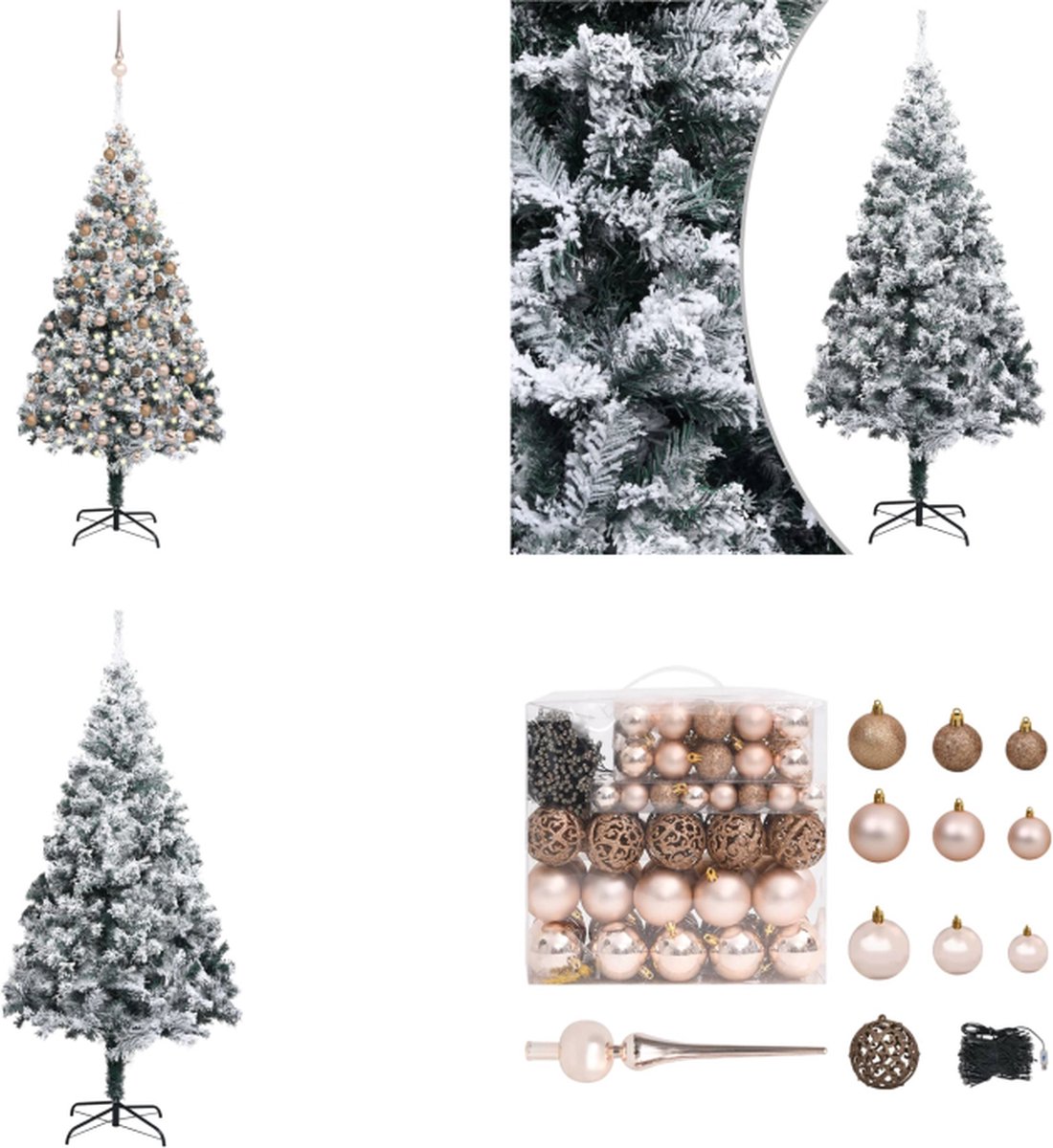vidaXL Kunstkerstboom met LED's- kerstballen en sneeuw 300 cm groen - Kunstboom - Kunstbomen - Kunstkerstboom - Kunstkerstbomen