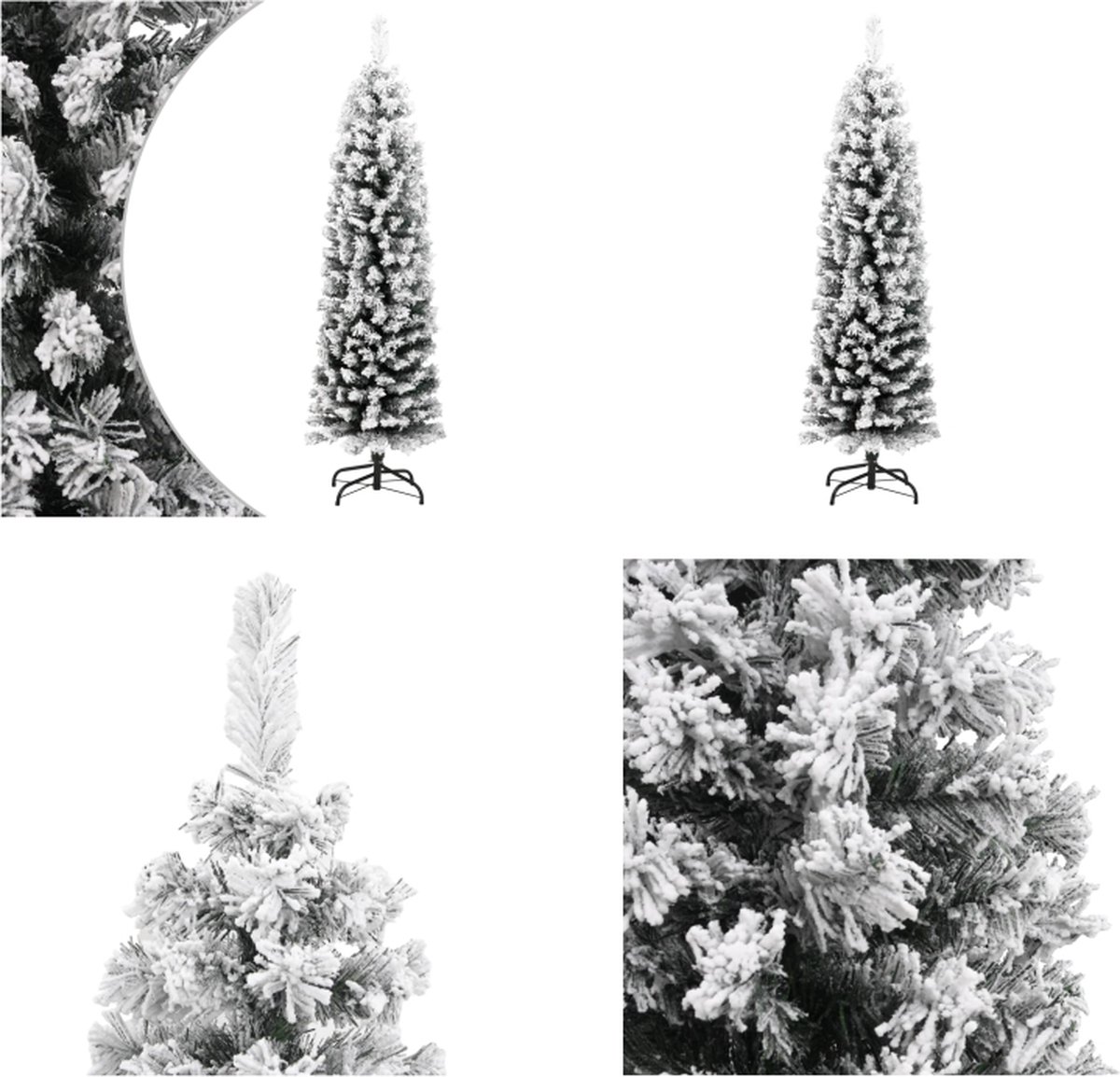 vidaXL Kunstkerstboom met sneeuwvlokken smal 120 cm PVC groen - Kunstboom - Kunstbomen - Kunstkerstboom - Kunstkerstbomen