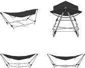 vidaXL Hangmat met inklapbare standaard zwart - Hangmat - Hangmatten - Opvouwbare Hangmat - Opvouwbare Hangmatten