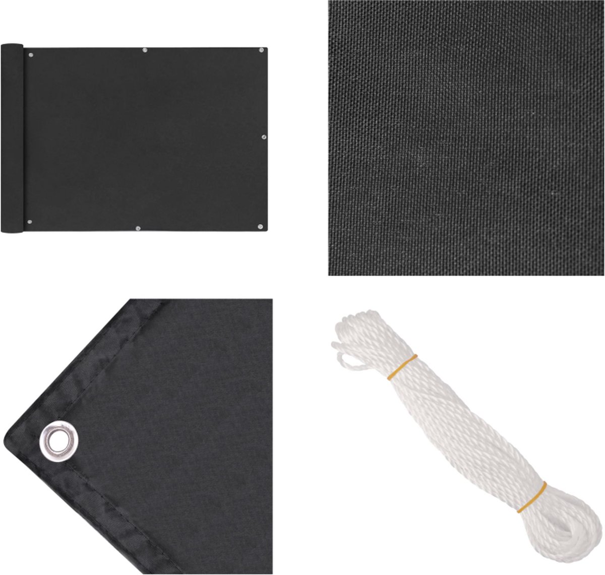 VidaXL Balkonscherm Oxford textiel 75x400 cm antraciet Balkonscherm Balkonschermen Privacyscherm Privacyschermen