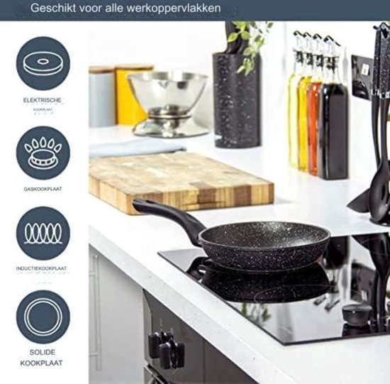 Koekenpan, 28 cm, Zwart - Gegoten aluminium - Castey|Titanium