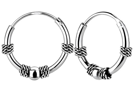 Joie|S - Boucles d'oreilles Bali en argent - oxydées - 12 mm - t48