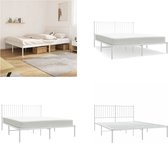 vidaXL Bedframe met hoofdbord metaal wit 160x200 cm - Bedframe - Bedframes - Tweepersoonsbed - Bed