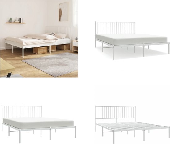 vidaXL Bedframe massief grenenhout wit 120x190 cm 4FT Small Double