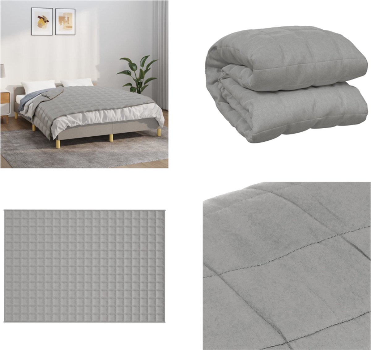 vidaXL Verzwaringsdeken 135x200 cm 6 kg stof grijs - Verzwaringsdeken - Verzwaringsdekens - Deken - Beddengoed