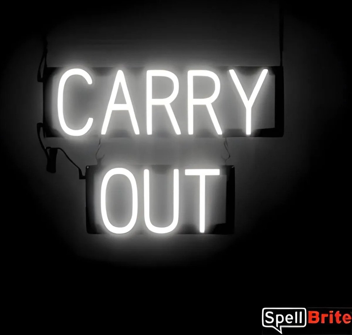 CARRY OUT - Lichtreclame Neon LED bord verlicht | SpellBrite | 88 x 16 cm | 6 Dimstanden - 8 Lichtanimaties | Reclamebord neon verlichting
