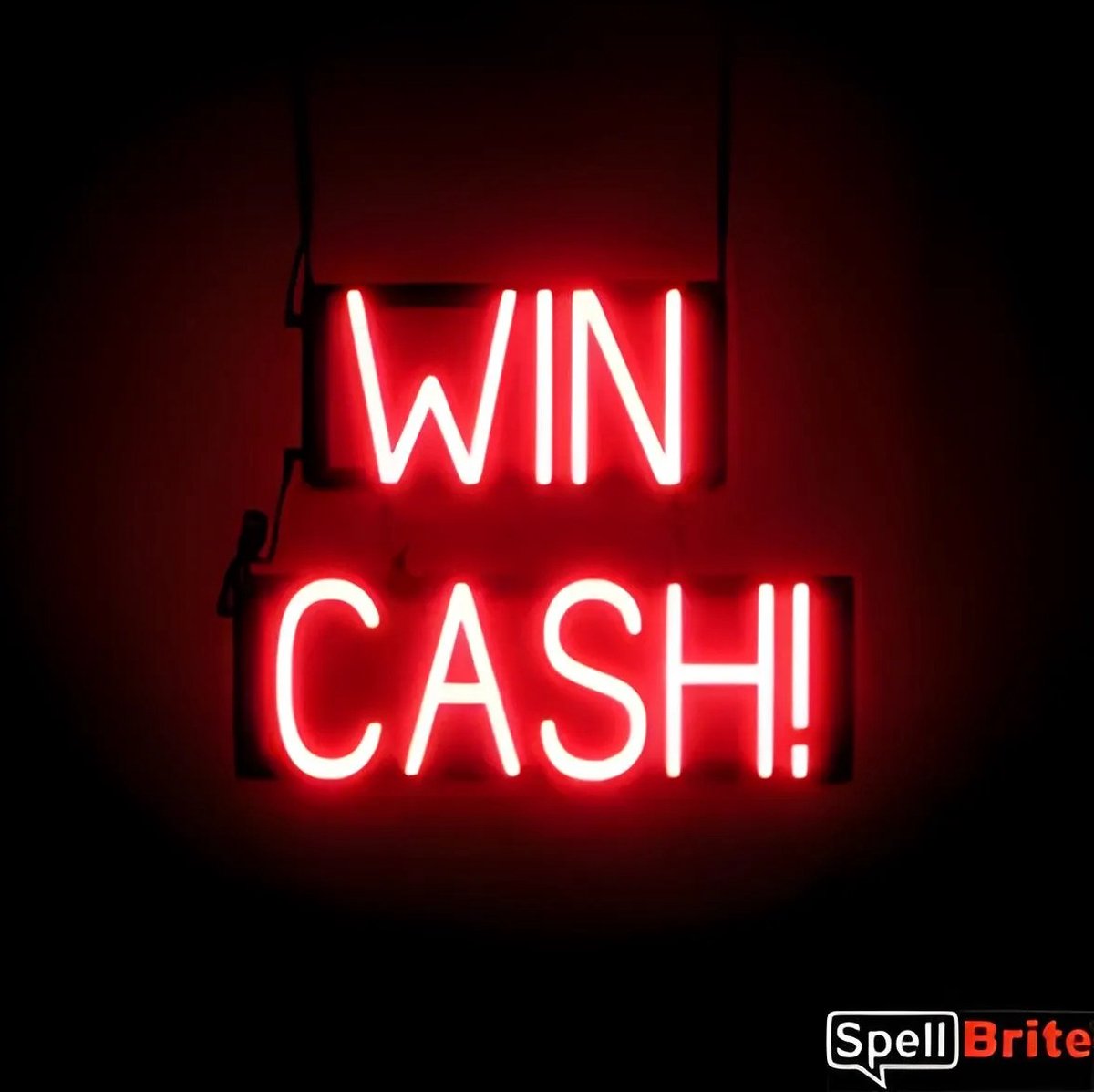 WIN CASH! - Lichtreclame Neon LED bord verlicht | SpellBrite | 47 x 38 cm | 6 Dimstanden - 8 Lichtanimaties | Reclamebord neon verlichting