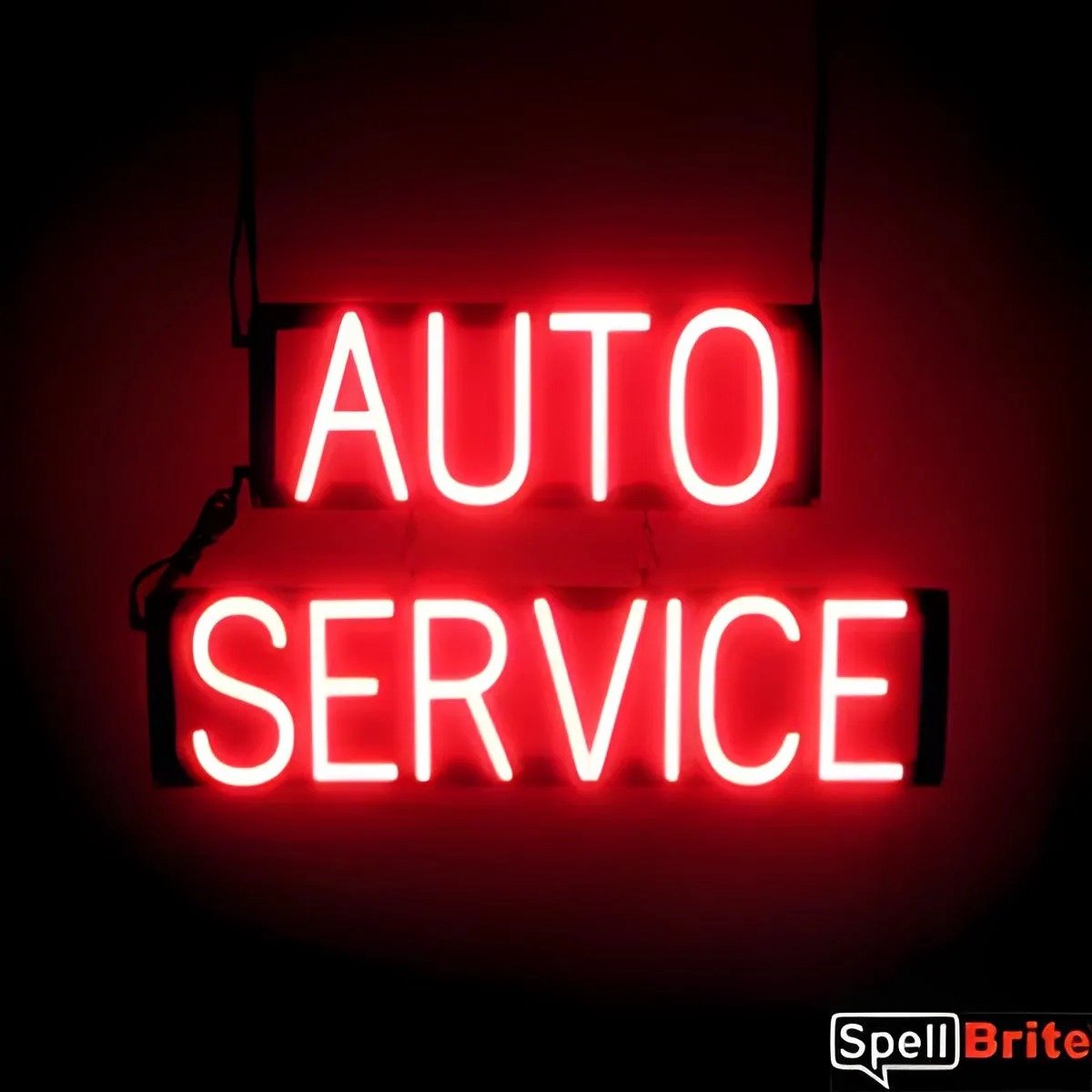 AUTO SERVICE - Lichtreclame Neon LED bord verlicht | SpellBrite | 63 x 38 cm | 6 Dimstanden - 8 Lichtanimaties | Reclamebord neon verlichting