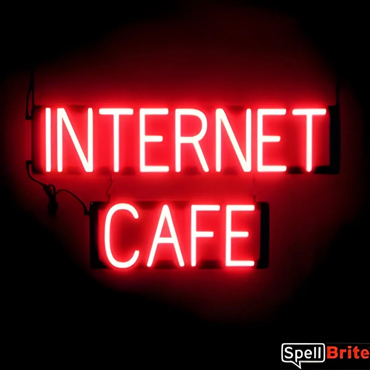 INTERNET CAFE - Lichtreclame Neon LED bord verlicht | SpellBrite | 71 x 38 cm | 6 Dimstanden - 8 Lichtanimaties | Reclamebord neon verlichting