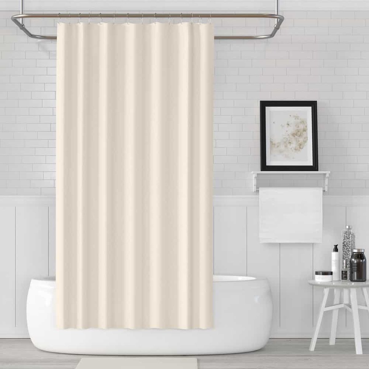 Casabueno - Effen Douchegordijn 240X200 cm - Badkamer Gordijn - Shower Curtain - Waterdicht - Sneldrogend en Anti Schimmel -Wasbaar en Duurzaam - Licht Ecru