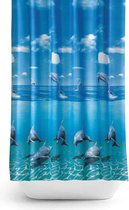 Casabueno Dolphins - Douchegordijn Extra Breed - 240x200 cm - Badkamer Gordijn - Shower Curtain - Waterdicht - Sneldrogend - Anti Schimmel - Wasbaar - Duurzaam - Blauw