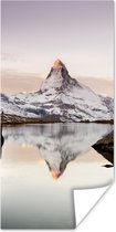 Poster Uitzicht vanaf de Stellisee op de Matterhorn in Zwitserland - 20x40 cm