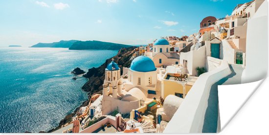 Poster Middag in Santorini Griekenland - 120x60 cm