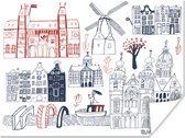 Poster Illustratie van gebouwen in Amsterdam - 80x60 cm