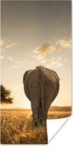 Poster Olifant en kalf savanne - 80x160 cm