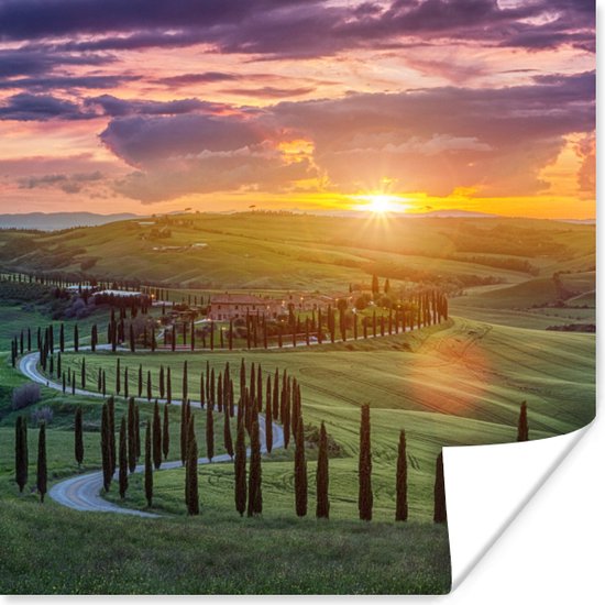 Poster Italië - Zonsondergang - Toscane - 30x30 cm
