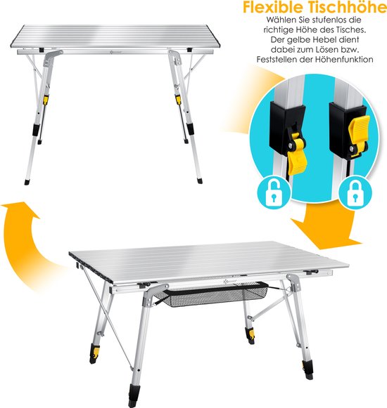 KESSER® Campingtafel inklapbare Tafel - Vouwtafel voor Buiten en Camping 90 x 53 cm - Zilver van KESSER — afbeelding 3