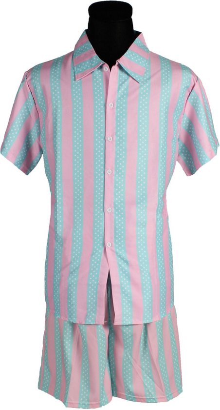 Blouse Kenneth Heren - Pastel Blauw/ Pastel Roze - Overhemd Heren - Verkleedkleren Mannen - Maat L