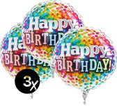 3 x Folieballon Happy Birthday - 33cm - Grootte Folieballon - Verjaardags thema - Feestballonnen - Verjaardagfeestjes versiering
