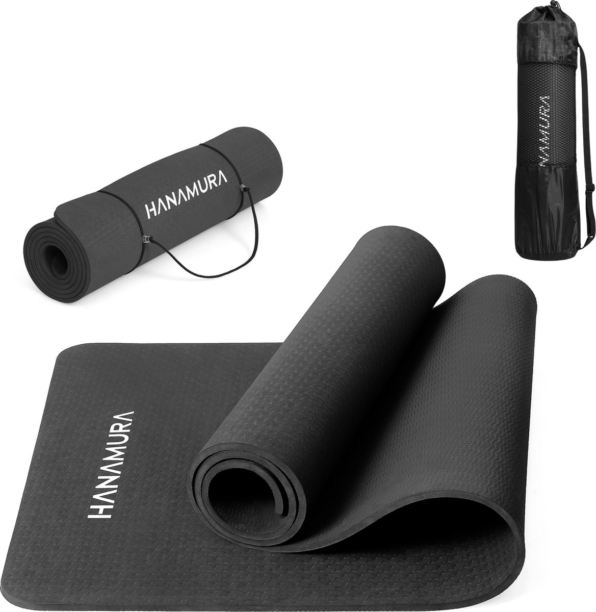Hanamura Active - Yoga Mat - Inclusief straps & opbergtas - TPE Materiaal - Milieuvriendelijk - 8mm dik