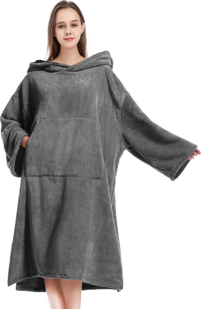 Nivard Omkleed Handdoek - Surf Poncho - Volwassenen - Dames & Heren - Zacht - Grijs
