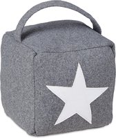 relaxdays butée de porte étoile avec poignée - butée de porte textile - butée de porte plancher - sac de sable gris foncé