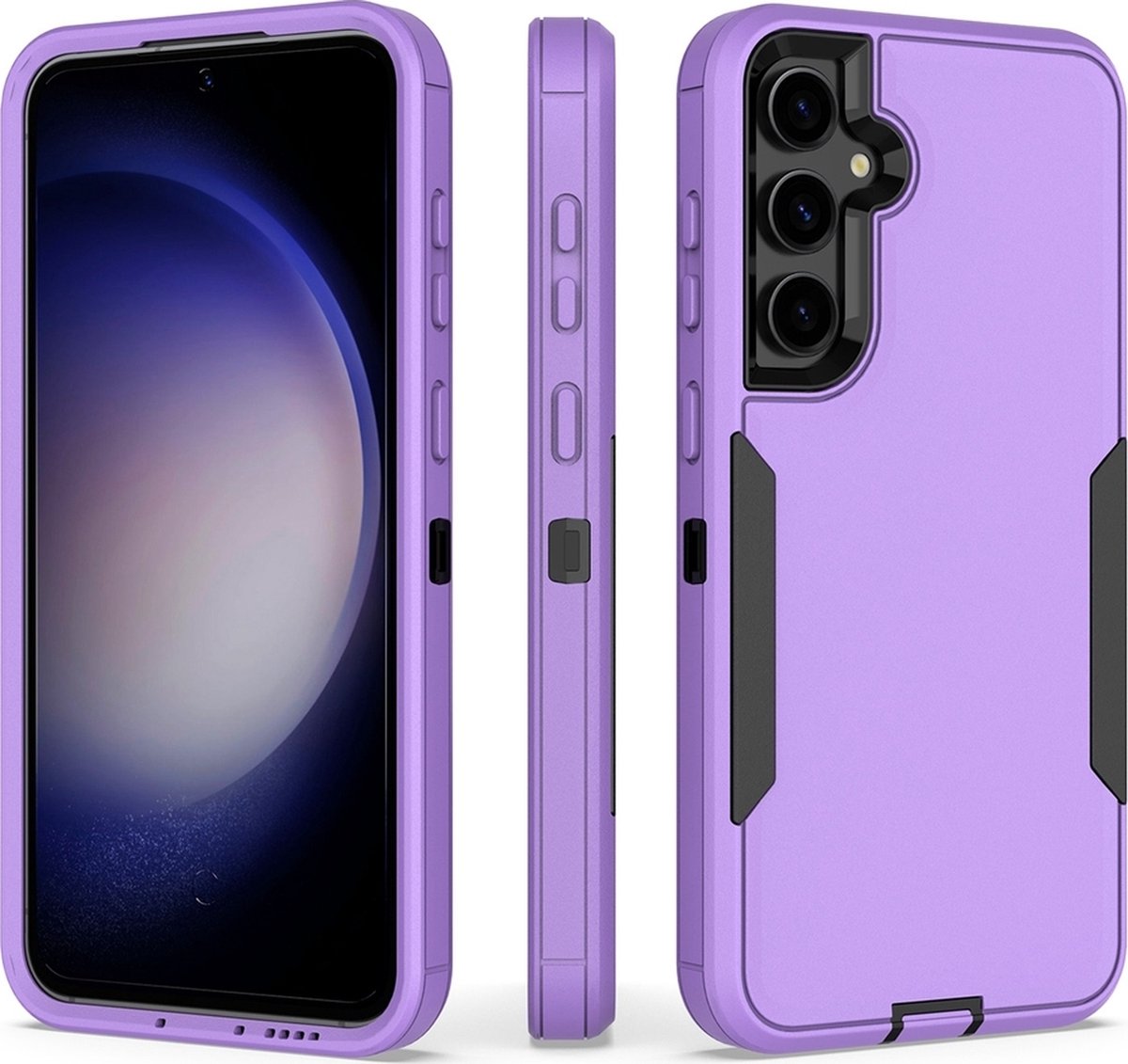 Mobigear Hoesje geschikt voor Samsung Galaxy S23 FE Telefoonhoesje Hardcase | Mobigear Ultra Tough Backcover Shockproof | Schokbestendig Galaxy S23 FE Telefoonhoesje | Anti Shock Proof - Paars