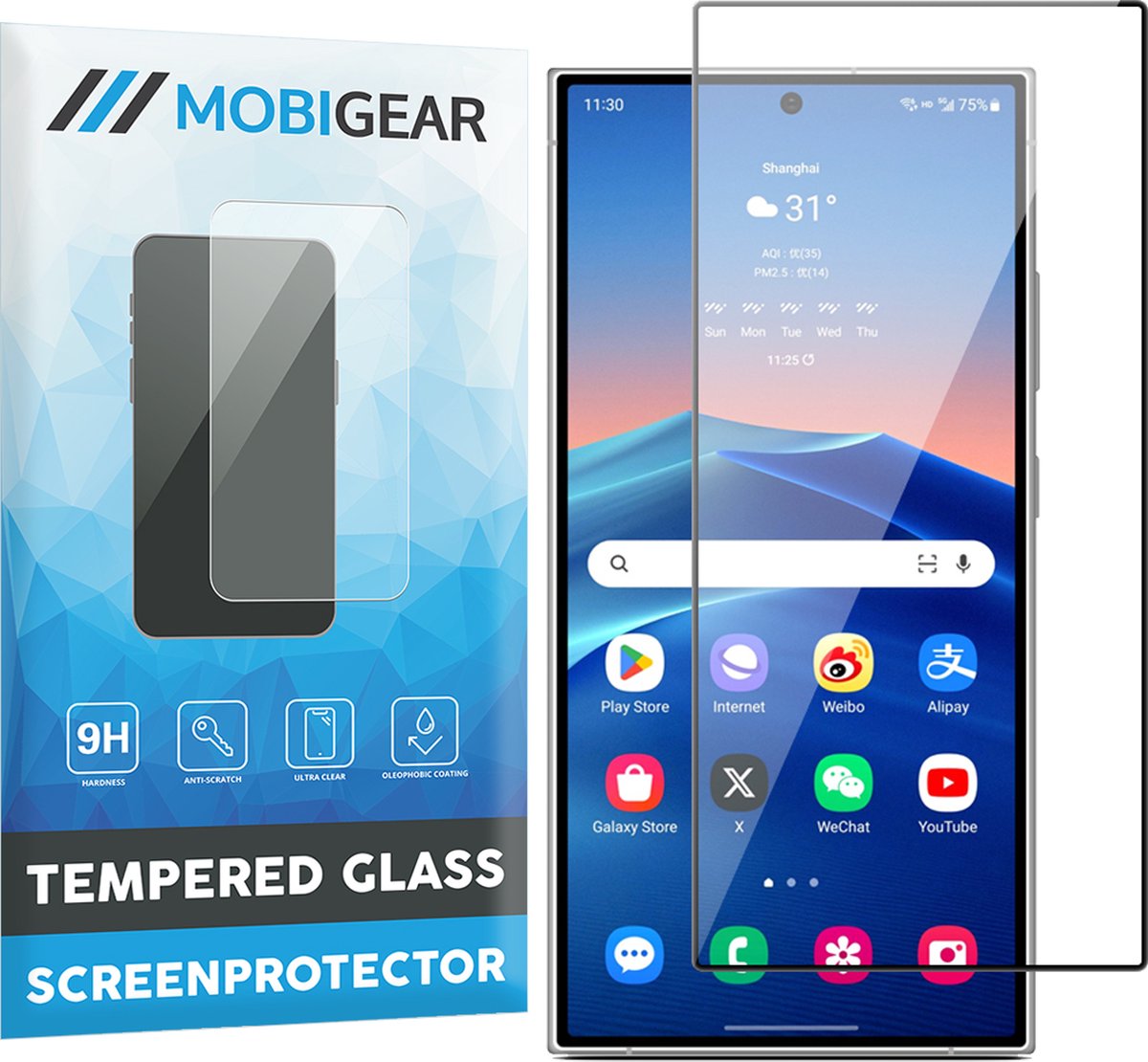 Mobigear Screenprotector geschikt voor Samsung Galaxy S24 Ultra Glazen | Mobigear Premium Screenprotector - Case Friendly
