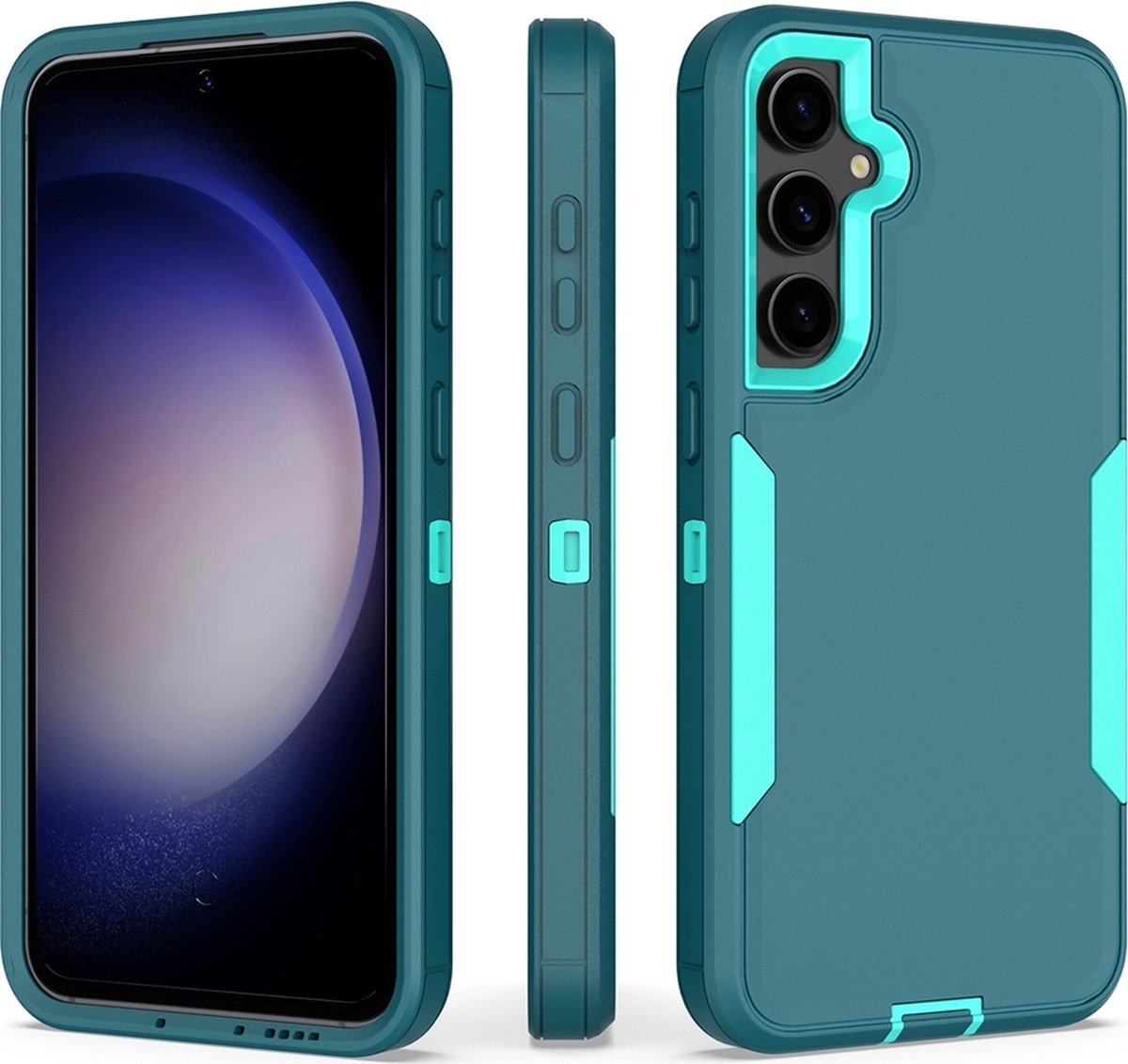 Mobigear Hoesje geschikt voor Samsung Galaxy S23 FE Telefoonhoesje Hardcase | Mobigear Ultra Tough Backcover Shockproof | Schokbestendig Galaxy S23 FE Telefoonhoesje | Anti Shock Proof - Blauw