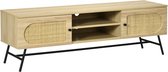 tv-meubel, tv-bord met 2 vakken, 2 kasten, tv-meubel, tv-meubel voor tv-apparaten tot 60 cm, tv-dressoir met kabelopening, voor woonkamer, naturel 150 x 39 x 48,3 cm