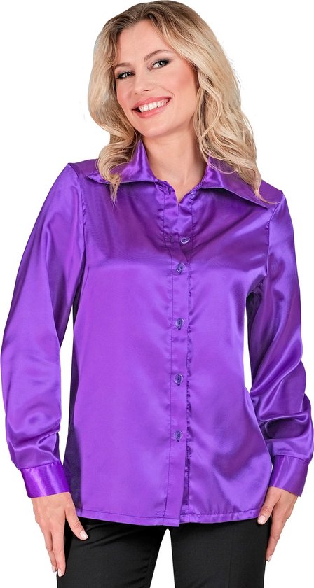 Chemise Disco Années 70 Satin Violet - Femme | L